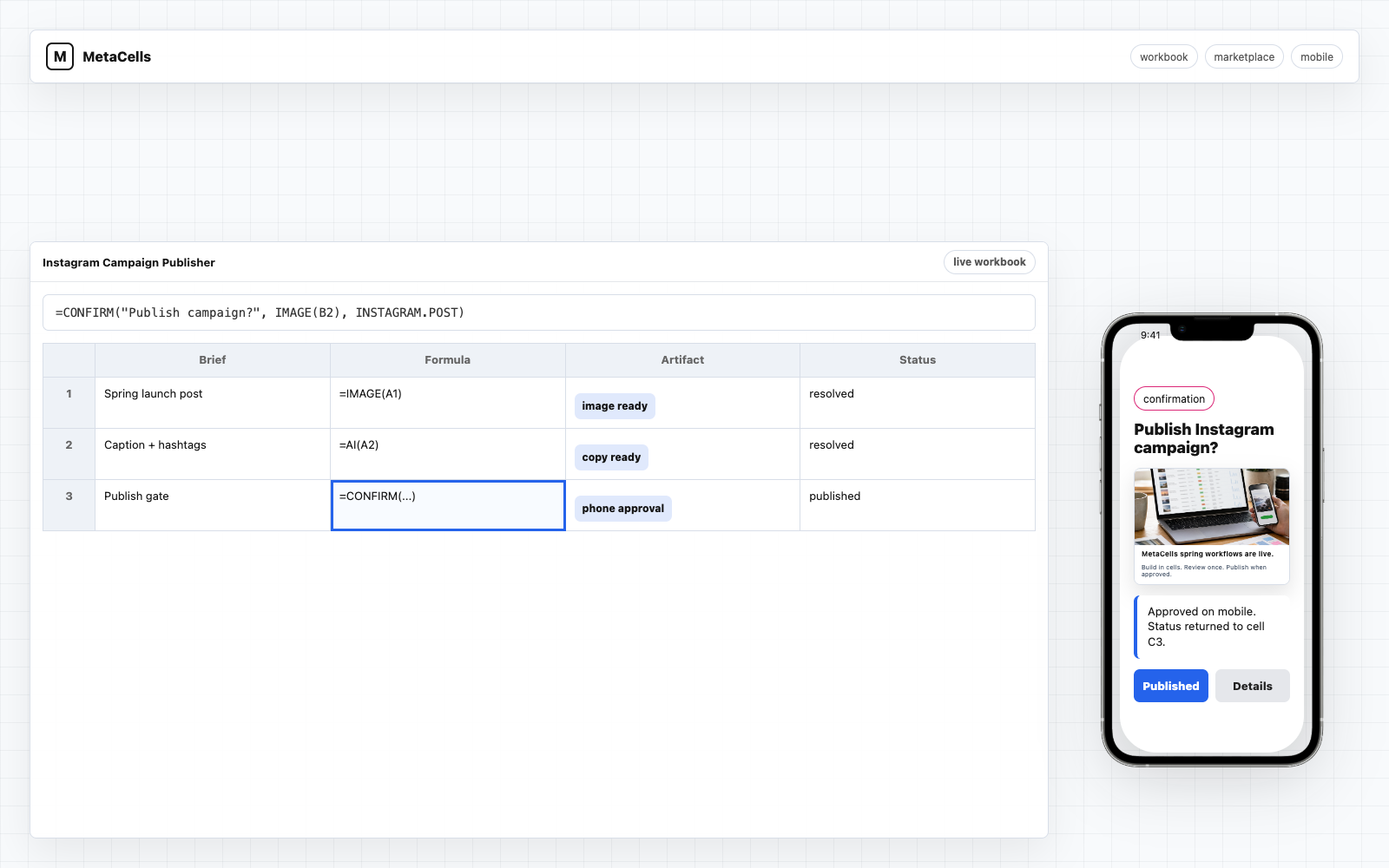 MetaCells product screen